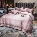 Skin-friendly Solid color Four sets of jacquard bedding